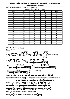 Hướng dẫn chấm bài thi học kỳ II khối 11 nâng cao năm học 2007 – 2008