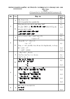 Hướng dẫn chấm học kỳ I năm học 2013 - 2014 môn: Toán lớp 8