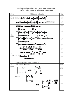 Hướng dẫn chấm thi chọn học sinh giỏi môn Toán - Lớp 9, Năm học 2007 -2008