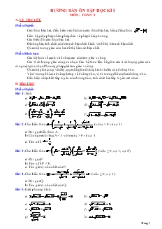 Hướng dẫn ôn tập học kì I Môn: Toán 9
