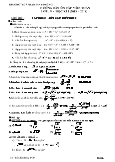 Hướng dẫn ôn tập môn Toán lớp: 9 - Học kì I (2013 – 2014)