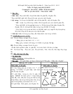 Kế hoạch bài học môn hình học lớp 8 chương II Đa giác, diện tích đa giác năm học 2012 - 2013