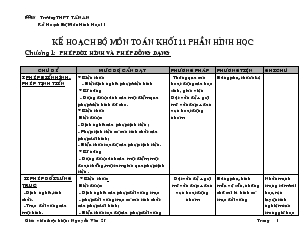 Kế hoạch bộ môn Toán khối 11 phần Hình Học