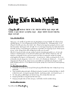 Khai thác các phần mềm dạy học để nâng cao chất lượng dạy – học môn toán trung học cơ sở