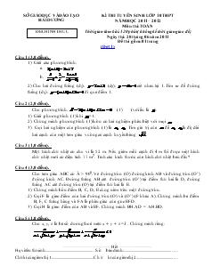Kì thi tuyển sinh lớp 10 THPT Năm học 2011 – 2012 Môn thi: Toán