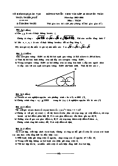 Kì thi tuyển sinh vào lớp 10 chuyên toán Năm học 2005-2006 môn Toán