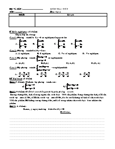 Kiểm tra 1 tiết Lớp 9 Môn Đại số