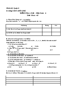 Kiểm tra 1 tiết - Môn Toán 6 Trường THCS Đức Trí