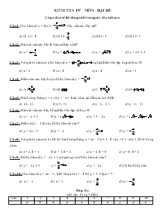 Kiểm tra 15’ môn: Đại số