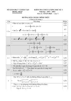 Kiểm tra chất lượng học kì I năm học: 2011 – 2012 môn thi: Toán học lớp 11