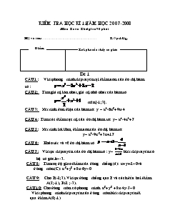 Kiểm tra học kì 1 năm học 2007-2008 môn Toán 12