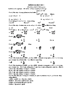 Kiểm tra học kỳ 2 môn Toán khối 11 nâng cao
