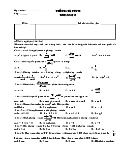 Kiểm tra học kỳ II môn: Toán 8