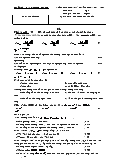 Kiểm tra học kỳ II môn Toán Lớp 9 Trường THCS Quang Trung