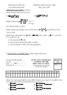 Kiểm tra học kỳ II (năm học 2007-2008) môn: Toán 11 (cơ bản) trường THPT Hoàng Diệu