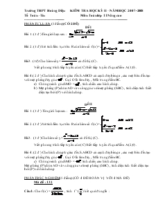 Kiểm tra học kỳ II năm học 2007 - 2008 môn Toán lớp 11 nâng cao trường THPT Hoàng Diệu