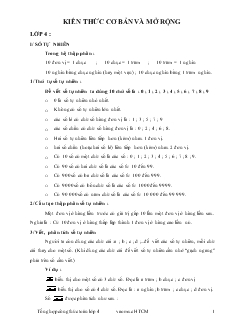 Kiến thức cơ bản và mở rộng lớp 4