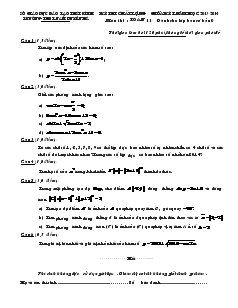 Kỳ thi chất lượng giữa kỳ I năm học 2013-2014 môn thi: Toán 11 (dành cho lớp ban cơ bản)