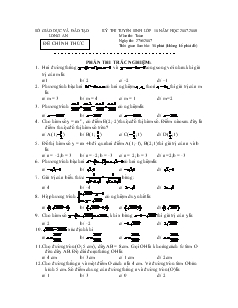Kỳ thi tuyển sinh lớp 10 Năm học 2007-2008 môn thi: Toán