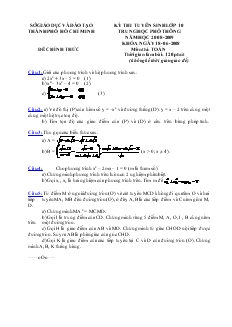 Kỳ thi tuyển sinh lớp 10 thành phố Hồ Chí Minh Năm học 2008-2009 môn thi: Toán