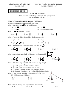 Kỳ thi tuyển sinh lớp 10 THPT môn Toán Năm học 2006 - 2007