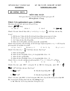 Kỳ thi tuyển sinh lớp 10 THPT Năm học 2007 - 2008 môn thi Toán