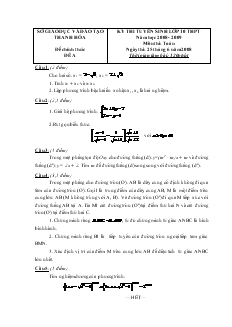 Kỳ thi tuyển sinh lớp 10 THPT Năm học 2008 - 2009 Môn thi: Toán Đề A