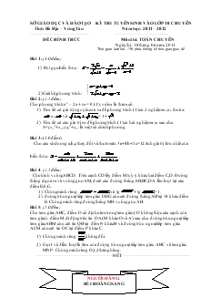 Kỳ thi tuyển sinh vào lớp 10 chuyên Năm học: 2011 – 2012 Môn thi: Toán chuyên