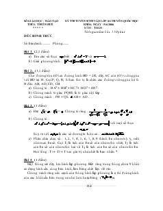 Kỳ thi tuyển sinh vào lớp 10 chuyên Quốc học Thừa Thiên Huế môn : Toán