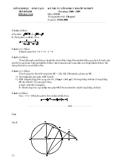 Kỳ thi tuyển sinh vào lớp 10 THPT Bình Định Năm học 2008 - 2009 môn: Toán