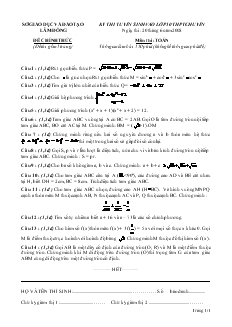 Kỳ thi tuyển sinh vào lớp 10 THPT chuyên Năm 2008 Môn thi : Toán