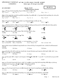 Kỳ thi tuyển sinh vào lớp 10 THPT Lâm Đồng Môn thi: Toán