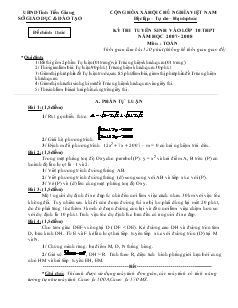 Kỳ thi tuyển sinh vào lớp 10 THPT Năm học 2007 - 2008 môn : Toán