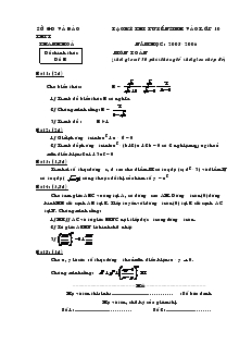 Kỳ thi tuyển sinh vào lớp 10 THPT Thanh Hoá Năm học: 2005 - 2006 Môn Toán