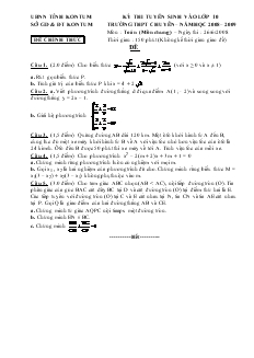 Kỳ thi tuyển sinh vào lớp 10 Trường THPT chuyên – Năm học 2008 – 2009