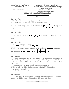 Kỳ thi tuyển sinh vào Lớp 10 trường THPT chuyên Trần Hưng Đạo môn: Toán (hệ số 2)