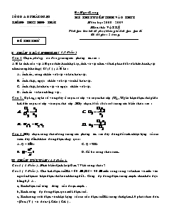 Kỳ thi tuyển sinh vào THPT Năm học 2008 - 2009 Môn thi : Vật Lí