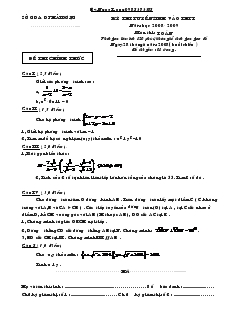 Kỳ thi tuyển sinh vào THPT Năm học 2008 - 2009 Môn thi Toán