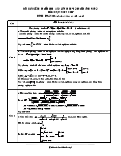 Lời giải đề thi tuyển sinh vào lớp 10 THPT chuyên Vĩnh Phúc Năm học: 2007- 2008 môn Toán