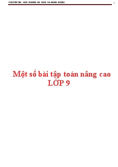 Một số bài tập toán nâng cao Lớp 9