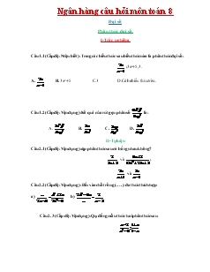 Ngân hàng câu hỏi môn toán 8 học kỳ II năm học 2012- 2013