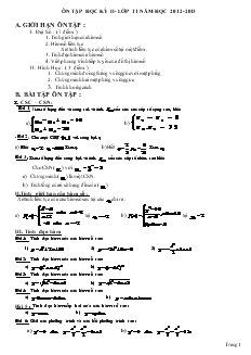 Ôn tập học kỳ II lớp 11 năm học 2012 - 2013