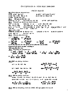 Ôn tập Toán 8 - Năm học 2008-2009