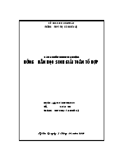 Sáng kiến kinh nghiệm hướng dẫn học sinh giải Toán tổ hợp