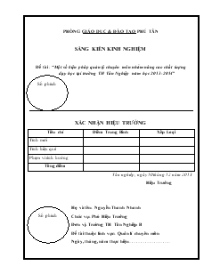 Sáng kiến kinh nghiệm: Một số biện pháp quản lý chuyên môn nhằm nâng cao chất lượng dạy học tại trường TH Tân Nghiệp năm học 2013 - 2014