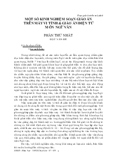 Sáng kiến kinh nghiệm: Một số kinh nghiệm soạn giáo án trên máy vi tính & giáo án điện tử môn Ngữ văn