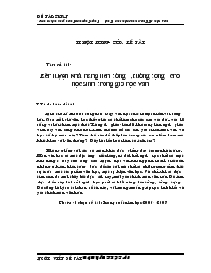 Sáng kiến kinh nghiệm: Rèn luyện khả năng liên tưởng, tưởng tượng cho học sinh trong giờ học Văn