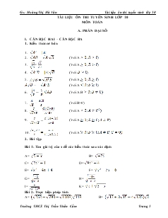 Tài liệu ôn thi tuyển sinh lớp 10 môn Toán - Hoàng Thị Hà Vân