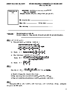 Thi chọn học sinh giỏi cấp thành phố Năm học 2005-2006 Môn thi: Giải toán trên máy tính casio