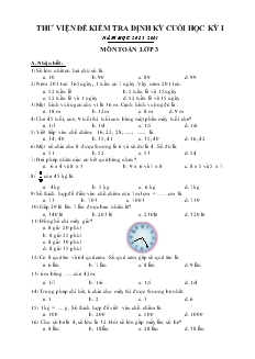 Thư viện đề kiểm tra định kỳ cuối học kỳ I năm häc 2013 - 2014 môn Toán lớp 3